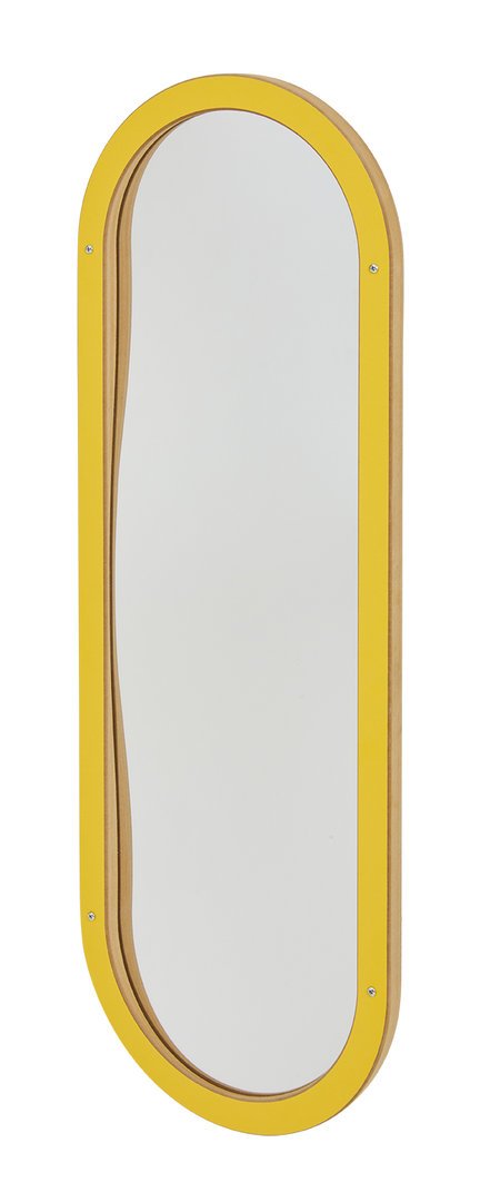Miroir déformant oval jaune