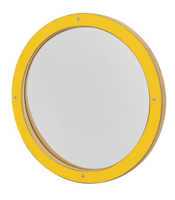 Petit miroir déformant rond jaune